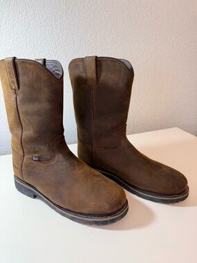 Justin Men’s Drywall Waterproof Work Boots Leather Brown Western Work Cowboy 12D